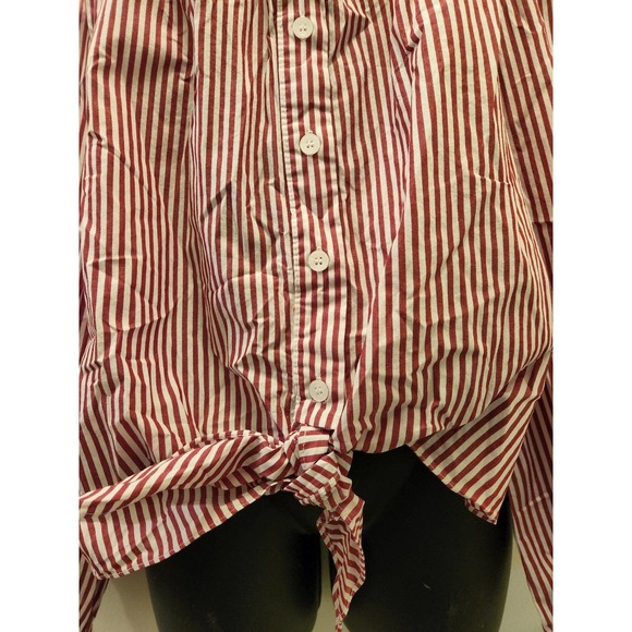 DO+BE red/white stripes off shoulder top M - Picture 2 of 4